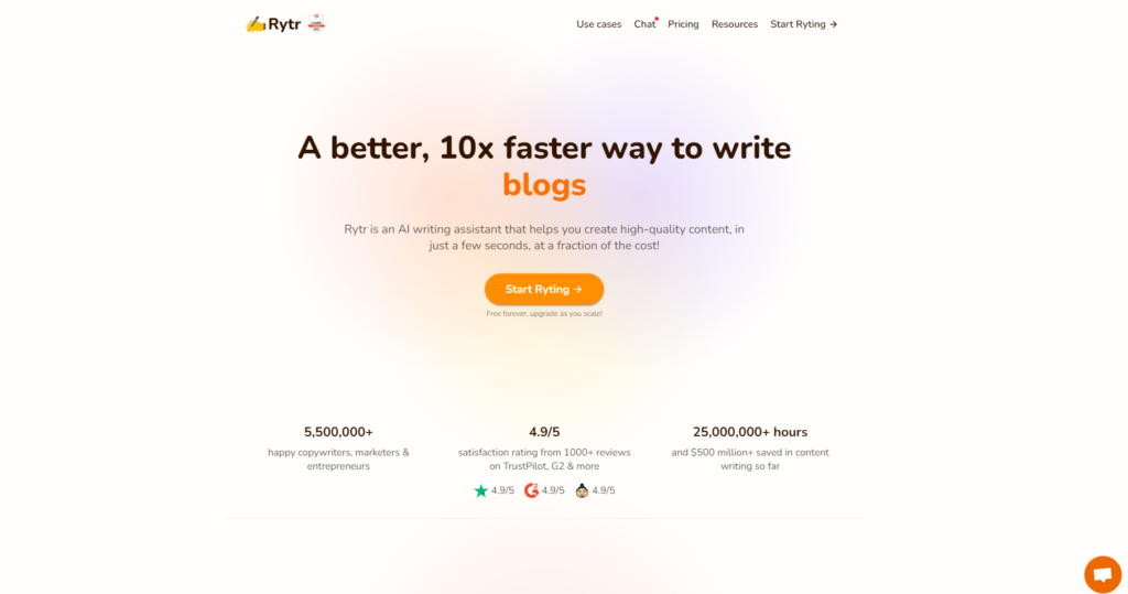 Rytr home page