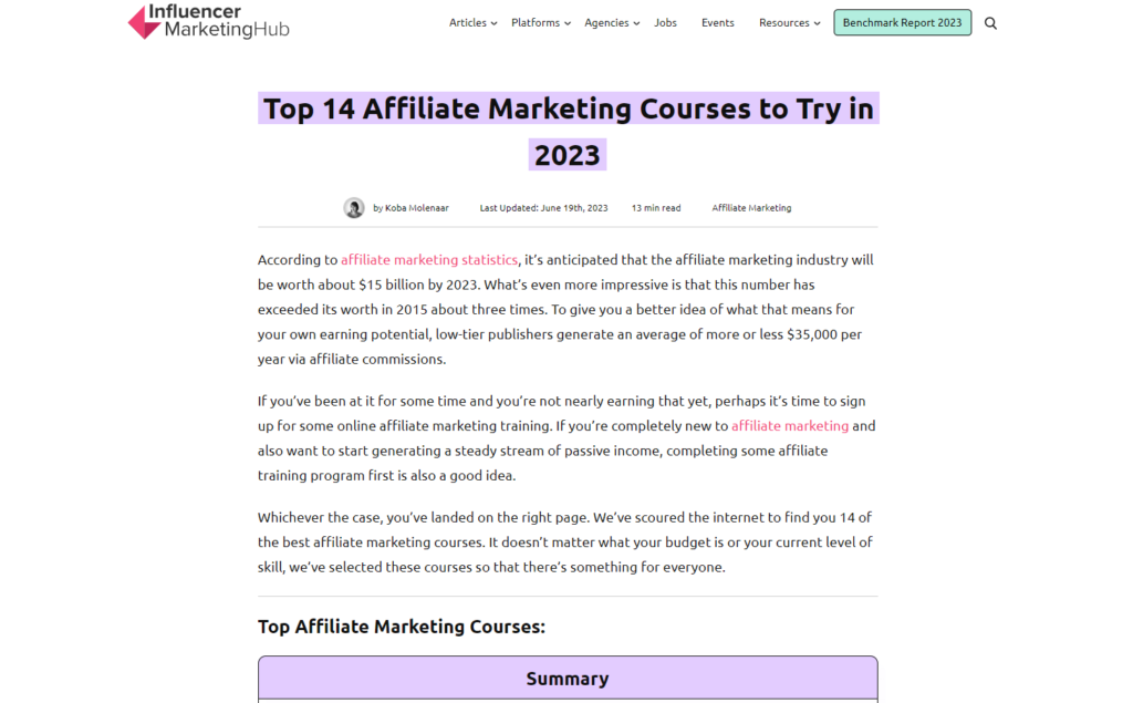 Wealth Building niche for affiliate marketing example.