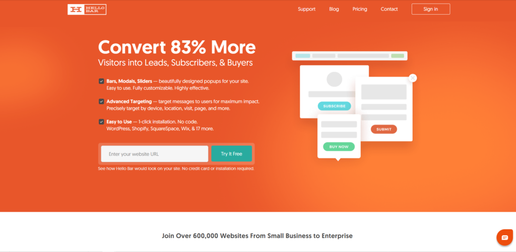Best Conversion Rate Optimization Tools for Experiments: HelloBar
