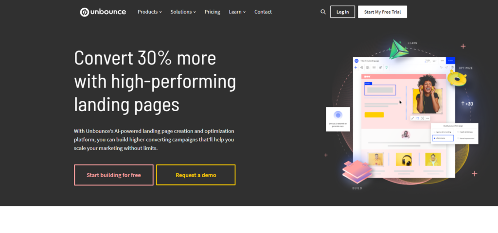 Best Conversion Rate Optimization Tools for Building Landing Pages: Unbounce
